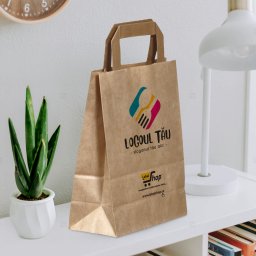 Pungi personalizate fata sau fata verso, 32+16 x 39 cm, hartie natur, maner banda, 80g
