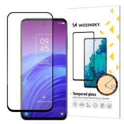 super tough Full Glue Full Glue Full Screen Tempered Glass with Case Friendly TCL 20L Black Frame