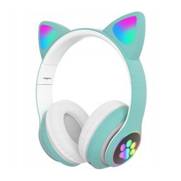 Casti Wireless Extralink Kids Cat-Ear Bluetooth 5.0 RGB culoare verde
