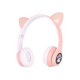 Casti Wireless Extralink Kids Cat-Ear Bluetooth 5.0 RGB culoare roz