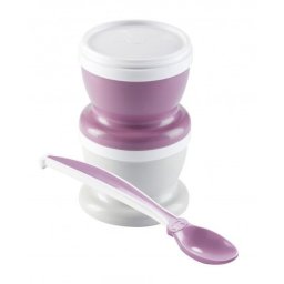 Set 2 recipiente cu capac si lingurita Thermobaby Orchid Pink