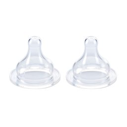 Set 2 tetine silicon pentru biberon cu gat larg debit variabil 0 - 18 LUNI
