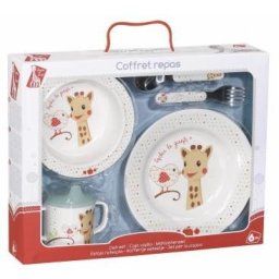 Set pentru masa melamina Girafa Sophie & Kiwi cutie cadou