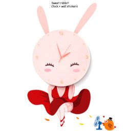 Ceas de perete Sweet Rabbit cu stickere de perete