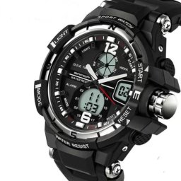 Ceas clasic pentru barbati Hector Army, Analogic si Digital, Cronometru Alarma Calendar iluminare LED, Rezistent apa si soc