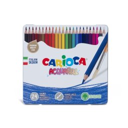Creioane colorate CARIOCA Aquarell 24 buc/set, în cutie metalică