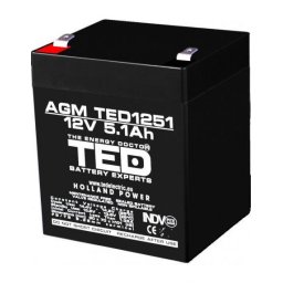 Acumulator AGM VRLA 12V 5,1A dimensiuni 90mm x 70mm x h 98mm F2 TED Battery Expert Holland TED003157 (10)