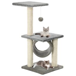 Ansamblu pentru pisici cu stalpi din funie de sisal, gri, 65 cm GartenMobel Dekor