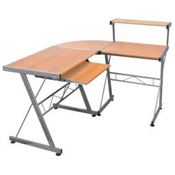 Birou de computer coltar, maro, 132x112x99 cm, lemn prelucrat GartenMobel Dekor