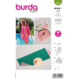 Tipar pentru accesorii de plaja, cu geanta, poncho si prosop de plaja