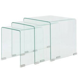 Set mese suprapuse, sticla calita transparenta, trei piese GartenMobel Dekor