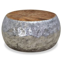 Masuta de cafea din aluminiu si tec, 60 x 60 x 30 cm GartenMobel Dekor