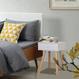 Noptiere din lemn masiv de pin 2 buc, 40 x 30 x 61 cm, alb GartenMobel Dekor