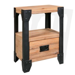Noptiera din lemn masiv de acacia, otel, 40x30x54 cm GartenMobel Dekor