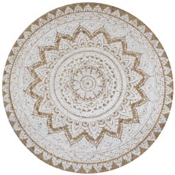 Covor din iuta împletita cu imprimeu, 90 cm, rotund GartenMobel Dekor