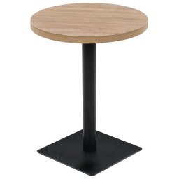 Masa bistro, MDF si otel, rotunda, 60x75 cm, culoare stejar GartenMobel Dekor