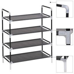 Raft încaltaminte cu 4 rafturi, Metal si textil netesut, Negru GartenMobel Dekor