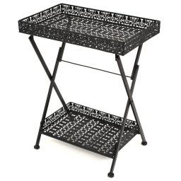 Masuta de ceai pliabila stil vintage negru 58x35x72 cm metal GartenMobel Dekor