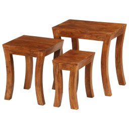 Set mese suprapuse,3 piese,lemn masiv acacia, 50x35x50 cm, maro GartenMobel Dekor