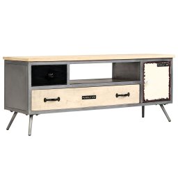 Comoda TV, 120 x 30 x 45 cm, lemn masiv de mango si otel GartenMobel Dekor