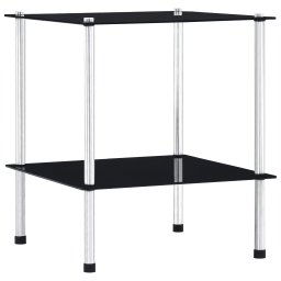 Raft cu 2 niveluri, negru, 40 x 40 x 47 cm, sticla securizata GartenMobel Dekor