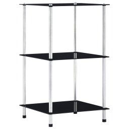 Raft cu 3 niveluri, negru, 40 x 40 x 67 cm, sticla securizata GartenMobel Dekor