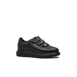 Pantofi sport damă cu barete Leofex, negri din piele naturală LF081-36 EU