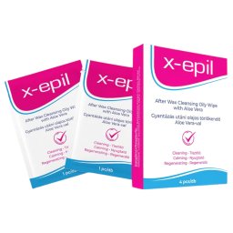 X-Epil - Șervețele pentru îndepărtarea cerii - cu ulei și Aloe Vera - 4 buc