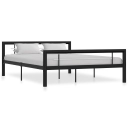 Cadru de pat, negru si alb, 120 x 200 cm, metal GartenMobel Dekor