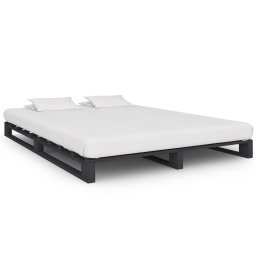 Cadru de pat din paleti, gri, 120 x 200 cm, lemn masiv de pin GartenMobel Dekor
