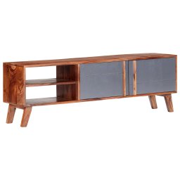 Comoda TV, gri, 140 x 30 x 45 cm, lemn masiv de sheesham GartenMobel Dekor