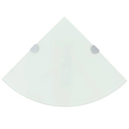 Rafturi de colt cu suporturi de crom 2 buc. alb 25x25 cm sticla GartenMobel Dekor