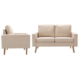 Set de canapele, 2 piese, crem, material textil GartenMobel Dekor