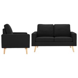 Set de canapele, 2 piese, negru, material textil GartenMobel Dekor