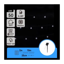 Aigostar - Ghirlandă solară cu 50 LED-uri, 8 moduri, 12 m, IP65, alb rece