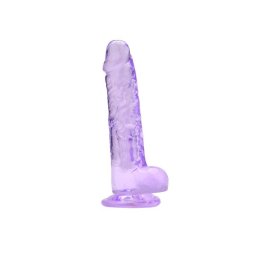 Loving Joy 17,5 cm Dildo cu Testicule Violet Aspect Realist Membru cu Vene in Relief Ventuza de Suctiune