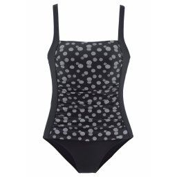 LASCANA Costum de baie modelator negru / alb lână