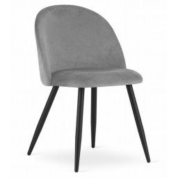 Scaun bucatarie/living, Artool, Bello, catifea argintie, picioare metal negru, 46x42.5x76.5 cm