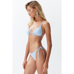 Trendyol Blue Triangle Tie Premium Fabric Regular Bikini Set