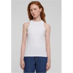Women's Racer Back Rib Tank Top - White