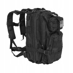 Ghiozdan/rucsac tactic, 5 compartimente, poliester 600D, negru, 26 L, 28x16x44 cm, Trizand