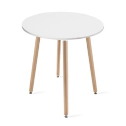 Masa stil scandinav, Artool, Kami, rotunda, MDF si lemn, alb, 60x74 cm