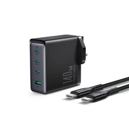 Incarcator de retea JR-TCG05UK GaN charger UK 140W 3x USB-C USB-A,USB-C,USB-C cable 240W Negru