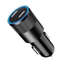 Incarcator Auto Fast Charge Type-C + Type-C, PD, 60W, Negru