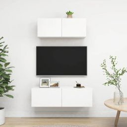 Set dulapuri TV, 2 piese, alb, lemn prelucrat GartenMobel Dekor