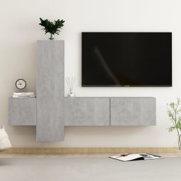 Set de dulapuri TV, 3 piese, gri beton, lemn prelucrat GartenMobel Dekor