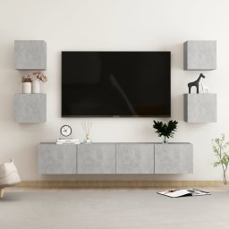 Set de dulapuri TV, 6 piese, gri beton, lemn prelucrat GartenMobel Dekor