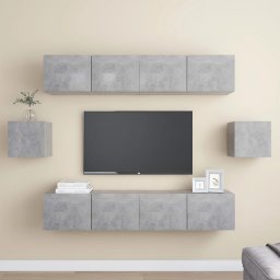 Set de dulapuri TV, 6 piese, gri beton, lemn prelucrat GartenMobel Dekor