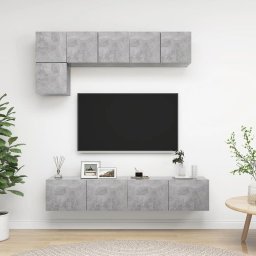 Set de dulapuri TV, 5 piese, gri beton, lemn prelucrat GartenMobel Dekor