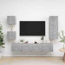 Set de dulapuri TV, 5 piese, gri beton, lemn prelucrat GartenMobel Dekor